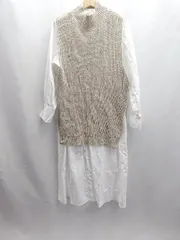 ◇ ⊇ ITEMS URBAN RESEARCH レイヤード シャツワンピース ノースリーブニット サイズF ホワイト ベージュ レディース E  【1502180065323】