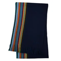 ポールスミス マフラー メリノウール100％ ネイビー ストライプ系 PAIL SMITH NAVY M1A-150F-J346-47 ギフト プレゼント