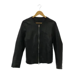 希少 UNUSED ノーカラーレザージャケット UNUSED/アンユーズド/ノーカラーレザージャケット/size1/黒/牛革