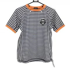 【美品】パーリーゲイツ Tシャツ 白×ネイビー ボーダー ワッペン レディース 0(S) ゴルフウェア PEARLY GATES