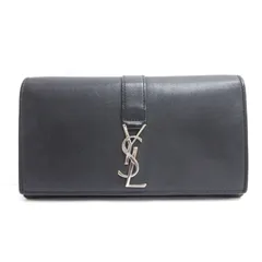 サンローラン パリ SAINT LAURENT PARIS YSLライン 二つ折り財布 長財布 フラップ レザー イタリア製 414567 ブラックのサムネイル