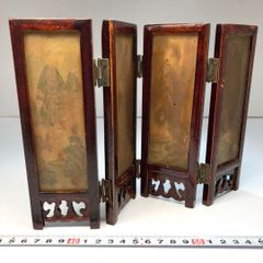 中国美術 6連衝立 彫刻 陶板画 両面絵柄 - メルカリ