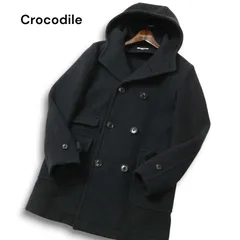 Crocodile クロコダイル 秋冬★ ダブルボタン ウール フーディー コート Sz.S メンズ 灰