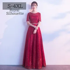 パーティドレス 大きいサイズ レッド 赤 ワンピース イブニングドレス 赤 透け感 フェミニン M L XL LL 2XL XXL 3XL XXXL 4XL XXXXL ラメ 謝恩会 結婚式 ロング丈 パーティー お呼ばれ 着痩せ レース