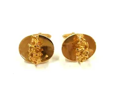 ■美品■ LANVIN ランバン カフスボタン カフリンクス アクセサリー 紳士 メンズ ゴールド系 DI0402 冠婚葬祭 結婚式 葬式のサムネイル