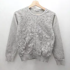 ◇ ⊇ Viaggio Blu レース パール装飾 ハイゲージ 長袖 カーディガン サイズ2 ホワイトグレー系 レディース E  【1503060042267】