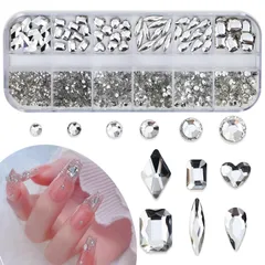 【数量限定】大容量セット 立体 丸 ネイルアートパーツ 長方形 ストーン ハート ネイル ひし形 ラインストーン 水滴形 ネイルパーツ DIYネイル YFFSFDC