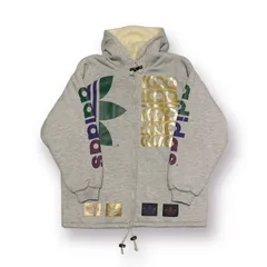 90s adidas ジップパーカージャケット フリース裏地 グレー XL相当