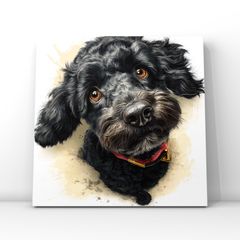 アニマルアート マイ ハッピー ドッグ  セレクト 07 トイ プードル ブラック デジタルアート キャンバス 20cm × 20cm 正方形 アートボード アートパネル