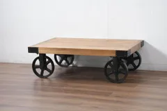 ★事前問合せ必須★ tohma 東馬 UP291 PULLEY2 CT BK ローテーブル 中古 品切れ 入手困難品 トロリーテーブル 車輪付き センターテーブル リビングテーブル リペア+発送まで3週間前後 R-082300