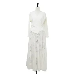 【新品】FRAY I.D フレイアイ・ディー ワンピース アイボリー サイズ:1(M) / チュールスカート コンビ カシュクール ニット ワンピース / 長袖 ロング丈 セット フレア 花柄 フレア / トップス ドレス【レディース】