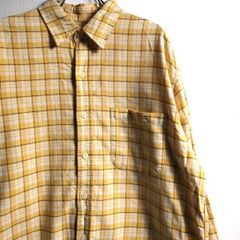 90's 00's エディーバウアー チェック コットン オックスフォードシャツ 長袖 (M) 黄色系 90年代 旧タグ オールド　アメリカ古着 USED  ビンテージ ヴィンテージ