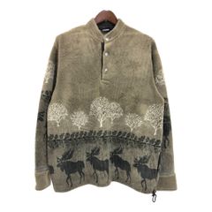 90年代 USA製 SCI フリースジャケット アニマル柄 ブラウン(メンズ L)中古 古着 U3085