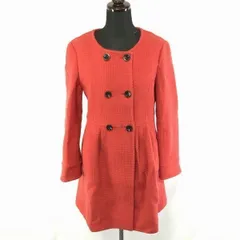 ユナイテッドアローズ★ウール/ノーカラーコート【38/レディースM/オレンジ系】green label relaxing◆BF111