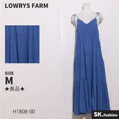 ★美品★ LOWRYS FARM ローリーズファーム ワンピース　ロング丈　キャミ　ティアード　ポコポコデザイン　肩紐リボン　綿100％ 　ブルー　 【H1808-00】 送料無料　古着　レディース