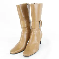 『USED』TRUSSARDI【トラサルディ】 ショート 23cm ブーツ レザー レディース 日本製 ブラウン 茶色 キャメル ハイヒール 本革 上品