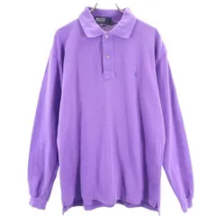ポロバイラルフローレン ロゴ刺繍 長袖 ポロシャツ M 紫 Polo by Ralph Lauren 鹿の子地 メンズ 【中古】  【230405】