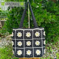ハンドメイド 手編み かぎ針編み トートバッグ 114