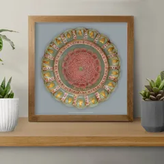 A3短辺正方形 アンティーク 物質文化 ポスター 牡丹文様皿 美術品 インテリア アートポスター エスニック インド (rossografico 19-100105_a3)