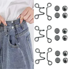 YFFSFDC【ウエスト調整ボタン30mm3セット】ジーンズ 調整ボタン リベット付き 縫い目ない ウエストバックル ゆるゆるのジーンズ/ズボン/スカート/Tシャツ/パーカーなどを調節する取り外し可能ボタン 調節可能 交換用 (ブラック)