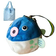 MOTTE-CO フグ　[かわいい エコバッグ マスコット キーホルダー ぬいぐるみ バッグ 携帯 カバン 折りたたみ ショッピングバッグ コンパクト おしゃれ 学生 主婦 ギャル]【B-3591_831300】