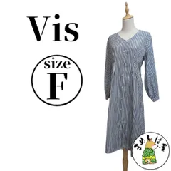 Vis ビス【F】 ストライプタックワンピース 羽織 細見え 夏 訳あり 長袖