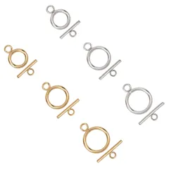 【特価セール】マンテルリング リング 留め具 留め具 クラスプ ステンレス色 T字型 ゴールデン O字型 ネックレス 留め具 ステンレス ブレスレット トグルクラスプ 留め具 エンドパーツ 2色 ブレスレット用 アクセサリーパーツ 3種 DIY留め具 24セッ