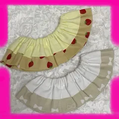 苺　リボン　フリルスタイ リバーシブル　スタイ つけ襟 　2枚セット　ハンドメイド　st.17