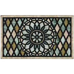 Size:43*76cm_Color:ブルー紋章 CHICHIC 玄関マット 屋外 泥落とし おしゃれ マット 約43×76cm BLUEEMBLEM