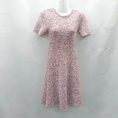 ◇ ⊂ eimy istoire ハーフスリーブ フレアーツイードニット 半袖 ミニ ワンピース サイズフリー ピンク レディース E  【1412090062650】