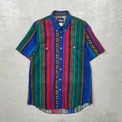 90年代 Wrangler WESTERN SHIRTS ラングラー ネイティブ柄 半袖シャツ ウエスタンシャツ 総柄 メンズL 