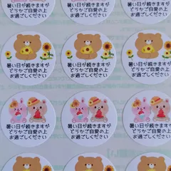 向日葵くま＆うさぎくま⭐夏限定メッセージシール♥1シート48枚【J350】