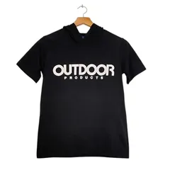【OUTDOOR PRODUCTS】 半袖・フード付きTシャツ｜Mサイズ｜レディース｜ブラック｜フロントロゴ・カジュアルスタイル