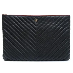 【栄】シャネル クラッチバッグ セカンドバッグ 26番台 ココマーク キャビアスキン シルバー金具