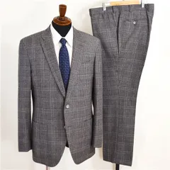 美品 麻布テーラー 2つボタン シングルスーツ L YA7 ダークグレー チェック ノータック 極 定番 人気 通勤 営業 合物 春秋  4XJ058 【送料無料】【中古】【メンズビジネス】202410