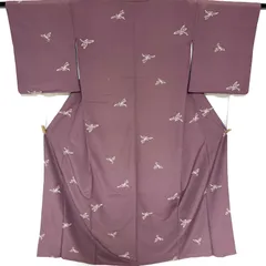 5s2 着物　袷　小紋　蜻蛉　紫　ピンク　青　黄色　柄物　和装