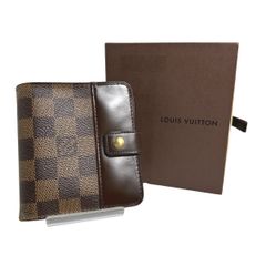ルイヴィトン N61668 ダミエ カード用ポケットファスナー付財布 コンパクト・ジップ 二つ折り財布 LOUIS VUITTON ブラウン