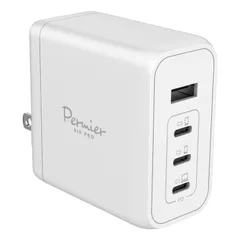 PD100W対応 AC充電器 USB x4ポート装備（USB-C x3、USB-A x1）Permier PR-AP160UC3 急速USB充電器 ACアダプター 新型GaN 多摩電子工業 窒化ガリウム採用 PSE技術基準適合 PPS対応 折りたたみ式プラグ
