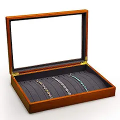 E：ブレスレット用 ダークグレー Oirlv ジュエリートレイ 蓋付き 木製 ブレスレット アクセサリーケース 大容量 ディスプレイ 収納 ジュエリーボックス X02410 (ダークグレー)