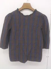 ◇ nano universe ナノユニバース チェック 五分袖 ブラウス カットソー サイズ36 ブラウン系 マルチ レディース  【中古】 【1206130000456】