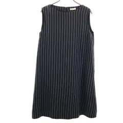 FRAY I.D フレイアイディー ストライプ柄 ノースリーブ 膝丈ワンピース F ネイビー レディース 古着