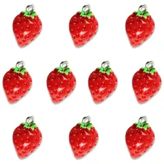 【特価セール】チャーム フルーツ イチゴ 10個 17mmx12mm 苺 いちご アクセサリーパーツ ハンドメイド ストロベリー （AP0233）