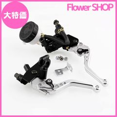 【大特価】Sporacingrts 汎用 バイク マスターシリンダー ブレーキφ22mm(7/8インチ) アジャスタブル ブレーキ クラッチ レバーセット 6段階可変 シルバー