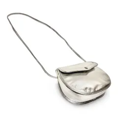 Christian Dior クリスチャンディオール メタリック シルバー レザー ショルダーバッグ ポシェット