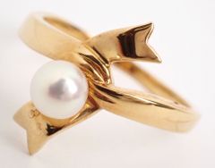 美品 MIKIMOTO(ミキモト) パールリング 2.9g K18YG 8.5号 イエローゴールド Au750 18金 アコヤ真珠 指輪 レディース アクセサリー