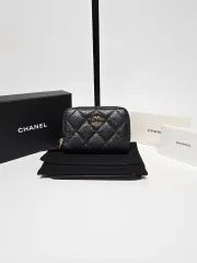 Chanel(シャネル) ICチップ クラシック 金具 キャビア ファスナー カード コインケース 財布 ブラック