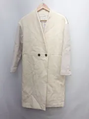 ◇ LAGUNAMOON ラグナムーン ウール混 カシミア混 ノーカラー 長袖 コート サイズS アイボリー系 マルチ レディース P  【1402080014240】のサムネイル