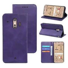 【迅速発送】らくらくスマートフォン me F-01L / F-42A ケース 手帳型 カバー PUレザー カード収納 財布型 耐衝撃 ケース マグネット スタンド機能付き 5色 (深い紫)
