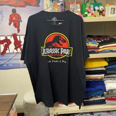 古着  Jurassic Park ジュラシック•パーク プリントTシャツ ブラック 半袖 2XL 肩落ちシルエット アメカジ BIGサイズ オーバサイズで着てもOK