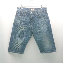 ◇ Levi's リーバイス 501 無地 ボタンフライ ウォッシュ加工 ハーフデニムパンツ サイズ30×13 インディゴ メンズ E  【1310130032789】